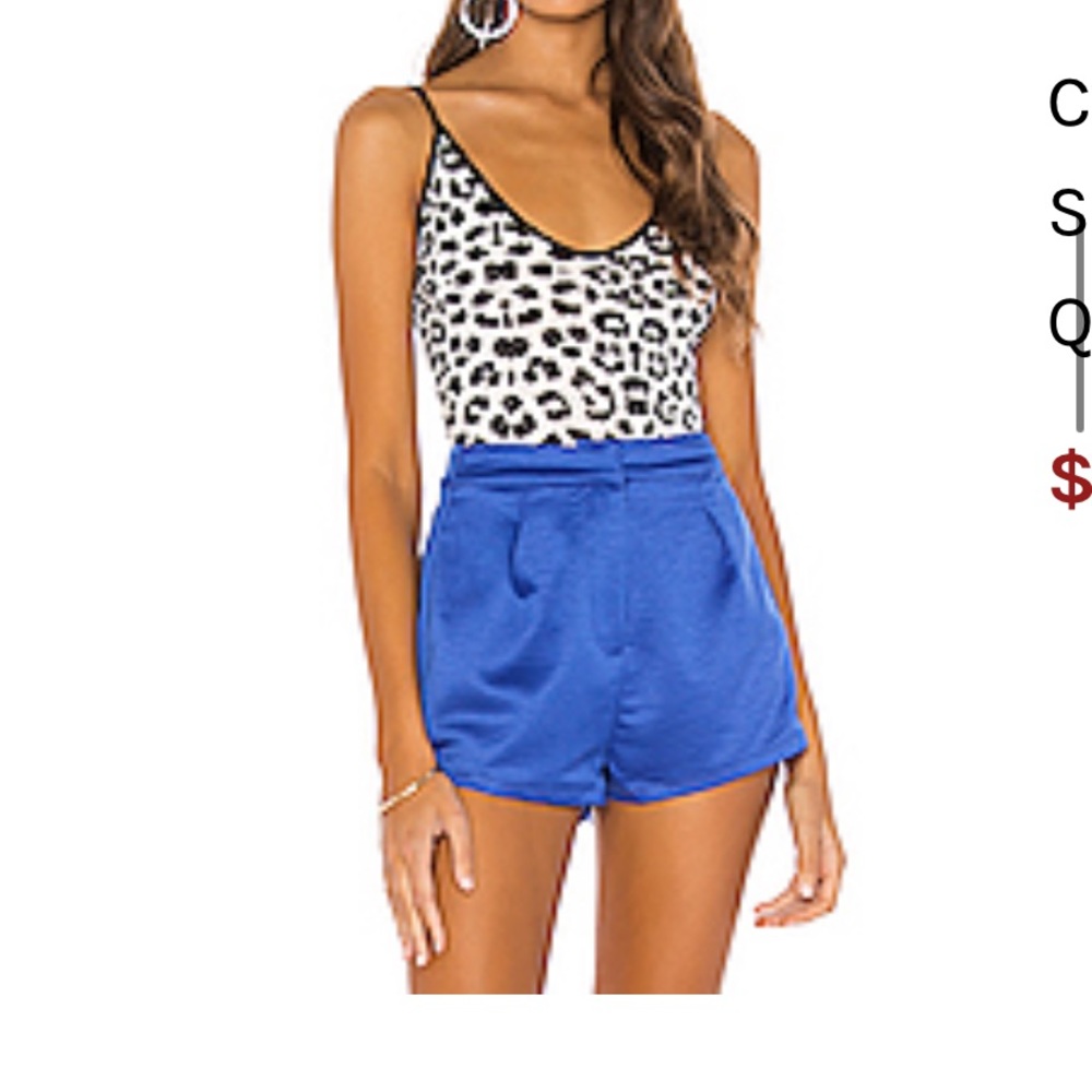Blue silk super down shorts from REVOLVE